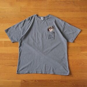 Warner Bros Taz Pocket T Shirt Mens Blue Striped Looney Tunes Vintage XXL 2164